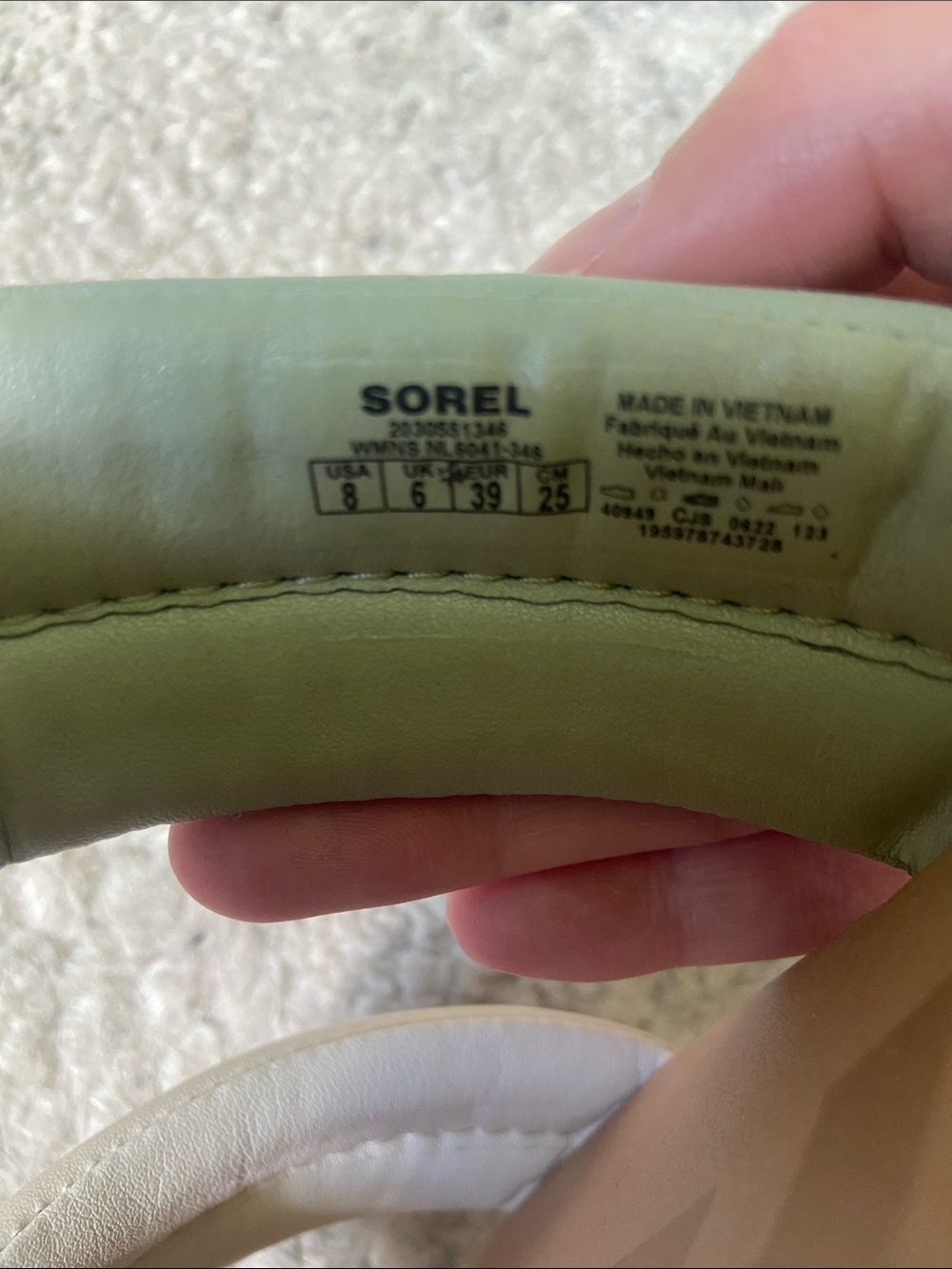 Sorel Ella II Puff Slide Two-Strap Slide Sandals in Sage and Cream - Picture 9 of 9